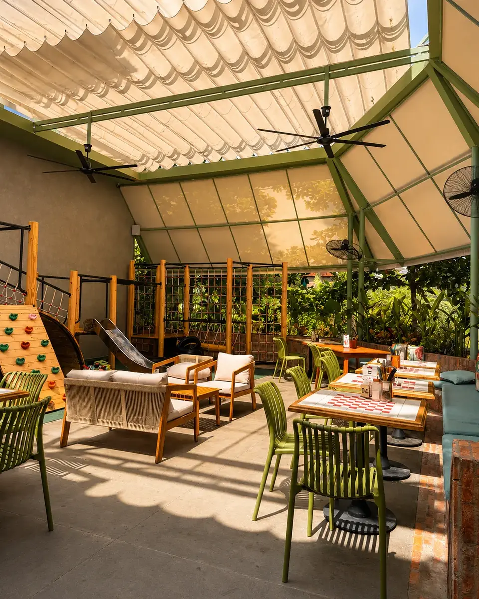 Sunlit patio seating at Au Patio Thảo Điền