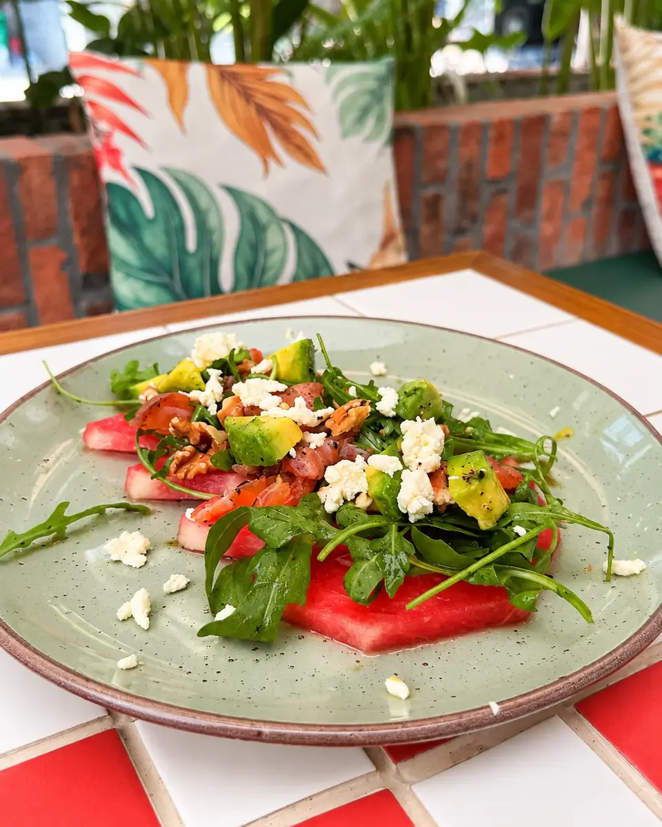 Salad with tomatoes and cheese at Au Patio Thảo Điền